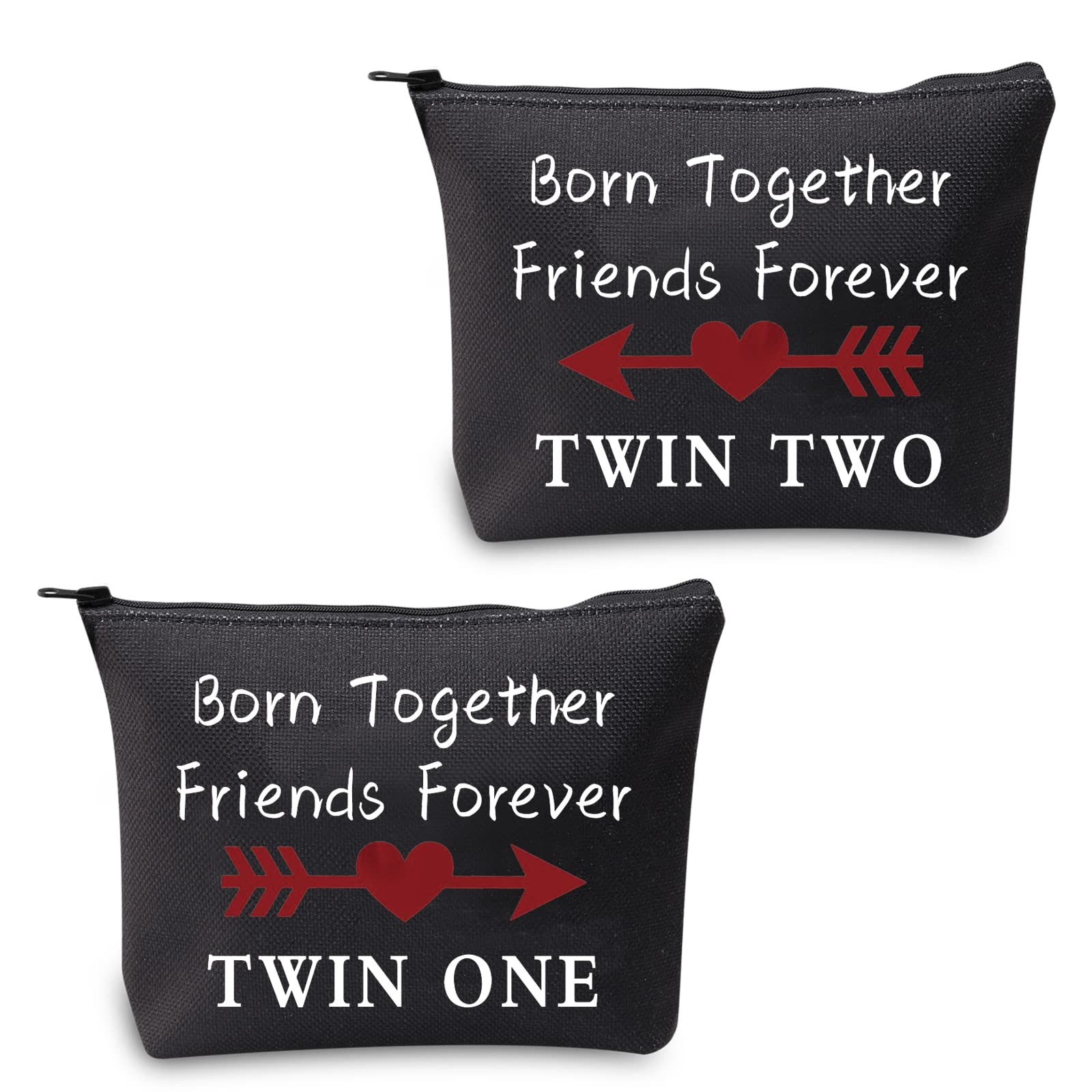 MYSOMY Twin One Twin Two Bag Born Together Friends Forever Twins Gifts Travel Cosmetic Bag Twin Sister Gifts (Balck)