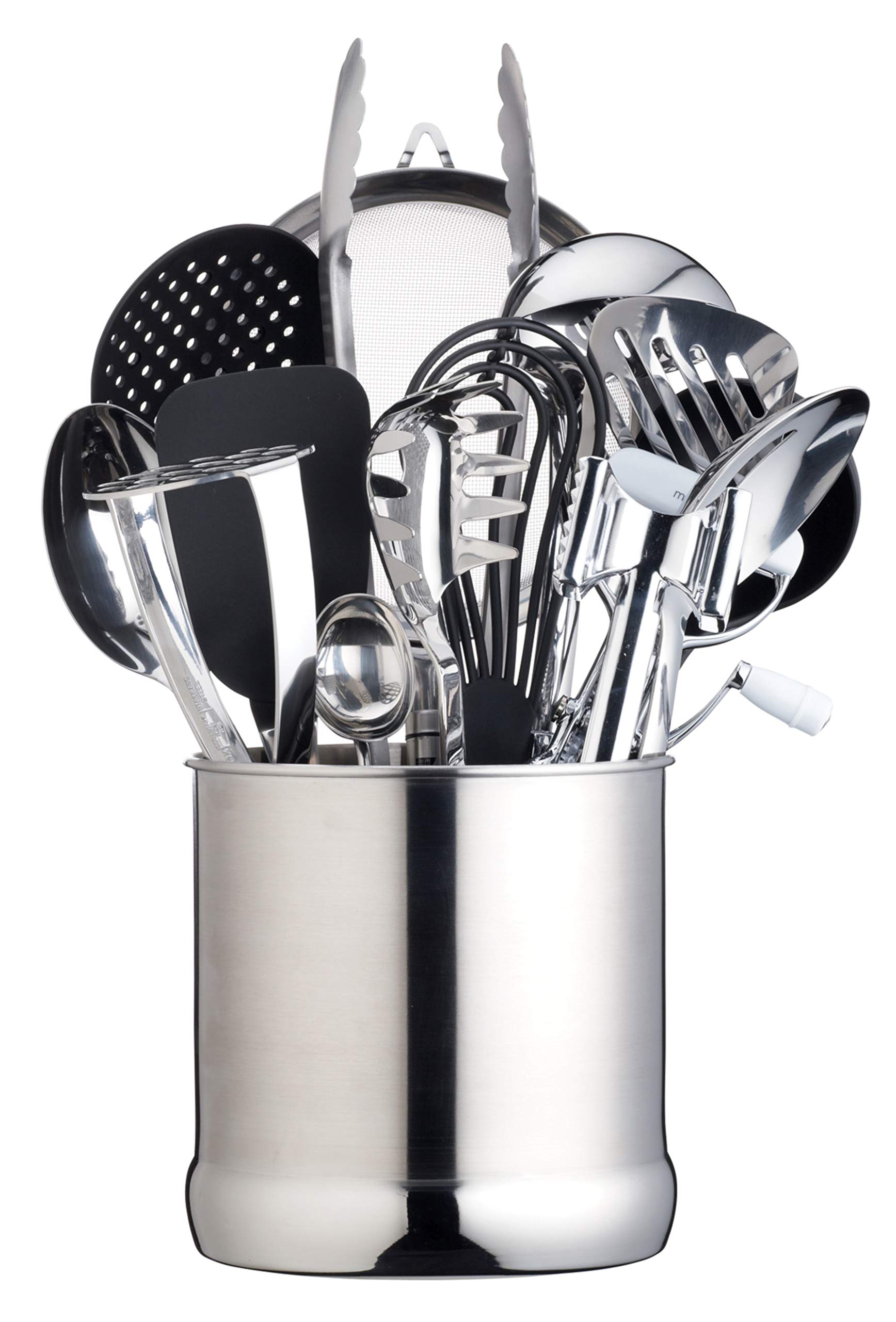 MasterClass Extra-Large Stainless Steel Kitchen Utensil Holder, Storage Jar Cookware Organiser, 18 x 18 cm - Silver
