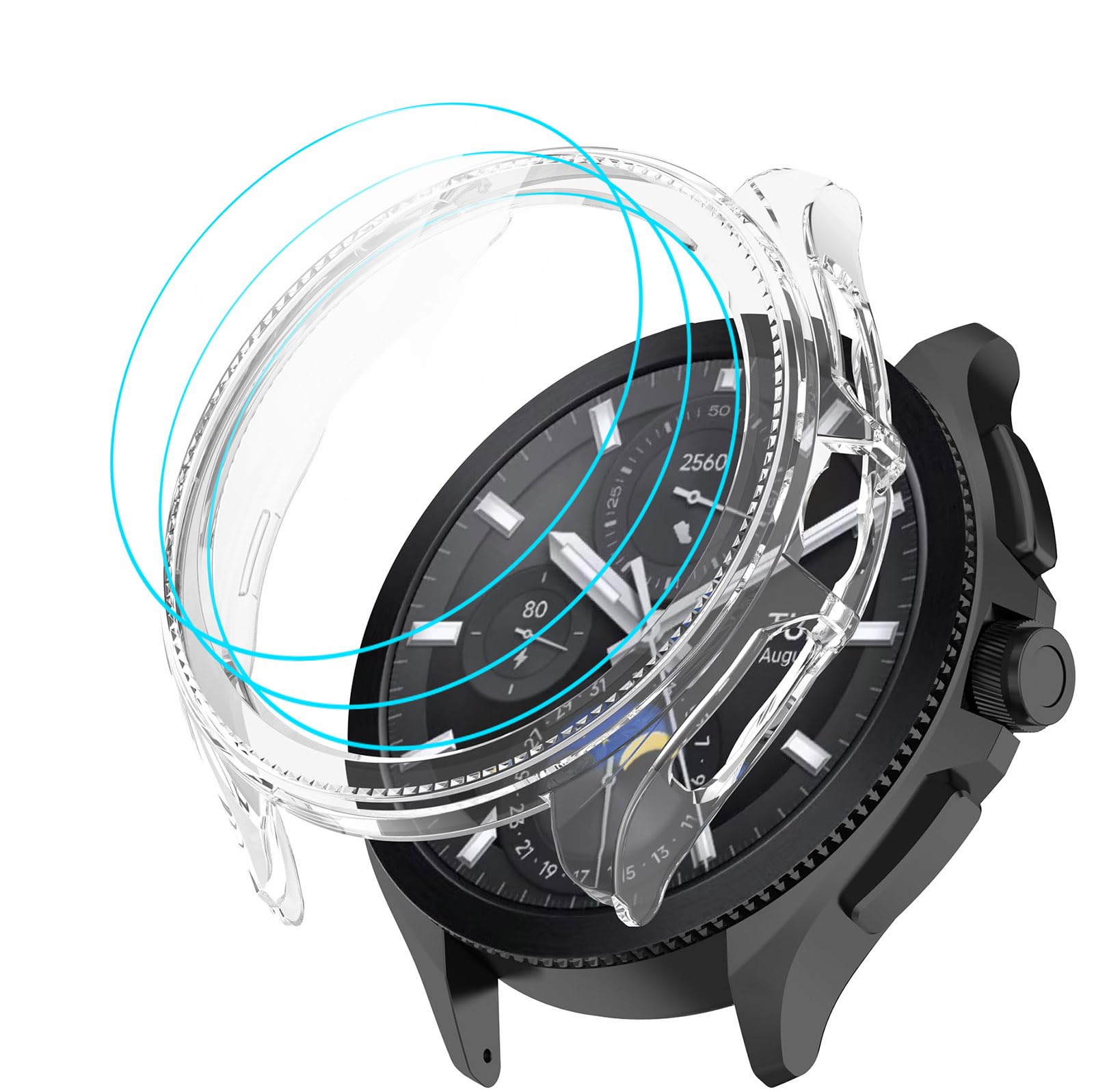 GIOPUEY [1+3 Pack] Case Compatible with Xiaomi Watch 2 Pro, with Screen Protector, Hard Plastic Material, Anti-Bump, Xiaomi Watch 2 Pro Cover - transparent