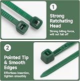 KINGLAKE 100 Pcs 200x2.5mm Self-Locking Garden Cable Ties Green Nylon view 3