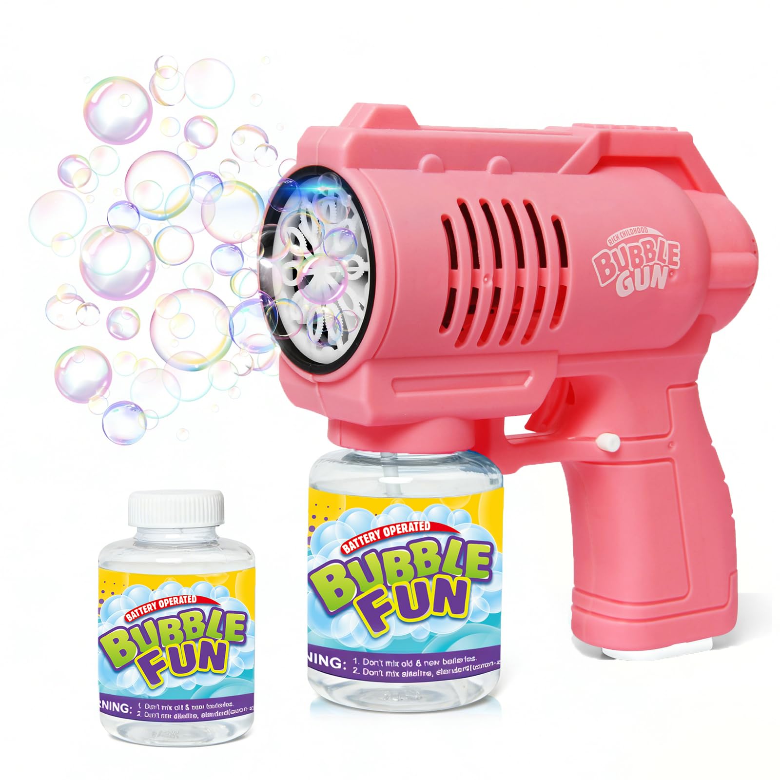 Bubble Machine Bubble Gun For Kids Silent Automatic 10 Hole with LED Bubbles Making Toy,Bubble Toys 10000+ Rich Bubbles Per Minute with 130ml Bubble Solution for Kids Birthday Party Wedding Gift — image 1