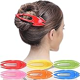 RC ROCHE 6 Pcs Flat Hair Clips Big Claw for Thick Hair French Duckbill Women No Slip Side Slide Curved Alligator Concord Strong Grip Hold Volume Lay Down Clamp, Large Rainbow Multicolor
