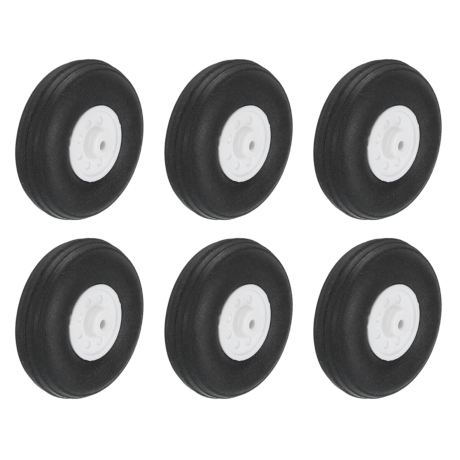 sourcing map 6Pcs RC Airplane Wheels 3.9" OD Aircraft PU Rubber Tire Tail Airplanes Wheel Replacement for DIY Model Plane Helicopter Car