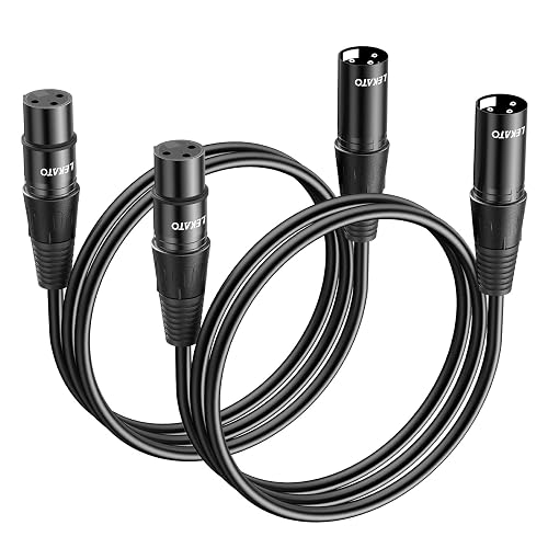 thumbnail image 2 of XLR Cable Male To Male 10ft 2-Pack - Oxygen-Free Copper Microphone Cables For Professional Audio 2 of 13