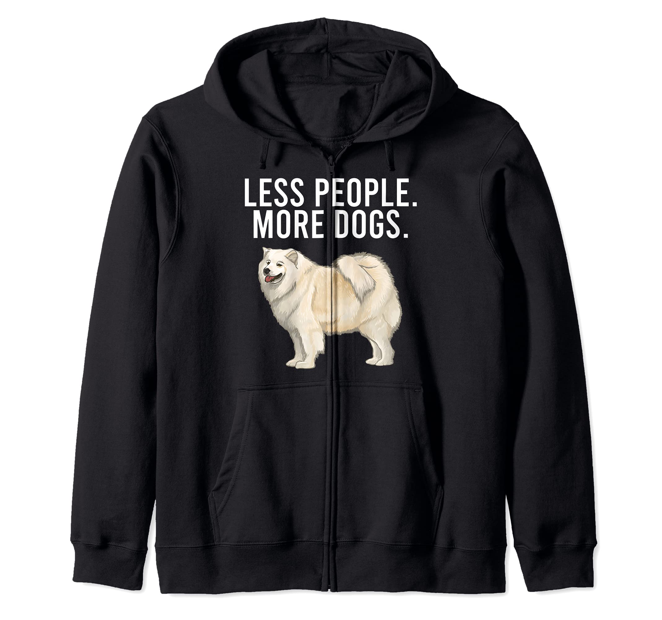 Less People More Dogs Samoyed Funny Introvert Zip Hoodie