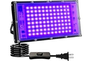 Indmird 110W Black Lights, Blacklight Flood Light with Plug and Switch,for Glow Party, Halloween, Fluorescent Poster, Body Pa