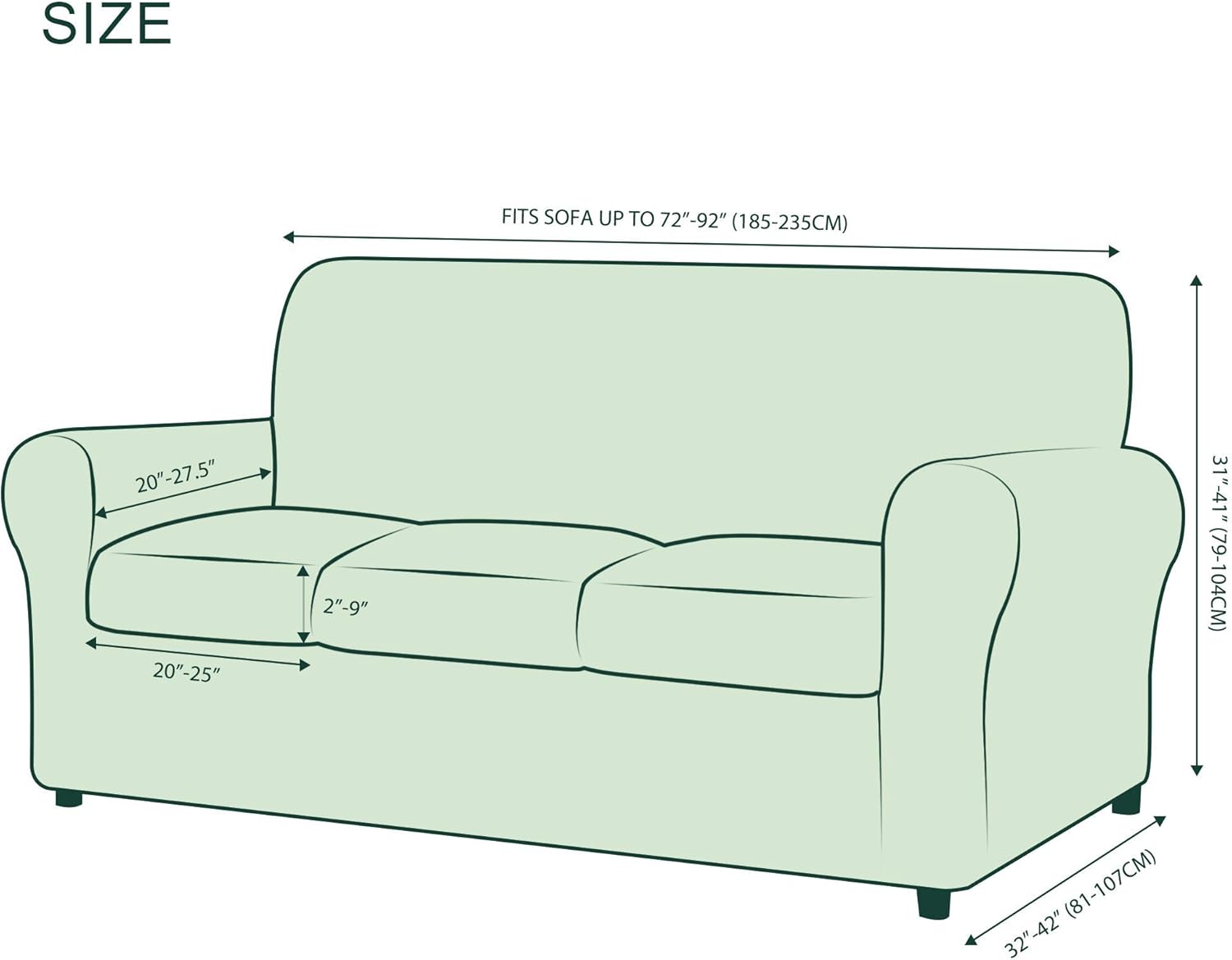 CHUN YI 4 Pieces Sofa Cover with 3 Separate Seat Cushion Covers - Image 4