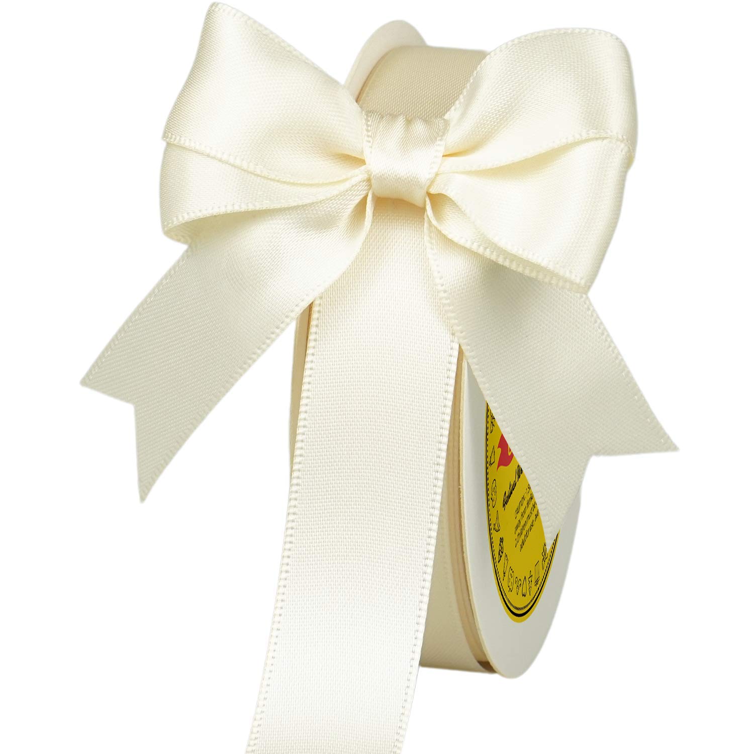 Photo 1 of LEEQE Double Face Ivory/Antique White Satin Ribbon 7/8 inch X 25 Yards Polyester Ivory Ribbon for Gift Wrapping Very Suitable for Weddings Party Invitation Decorations and More
