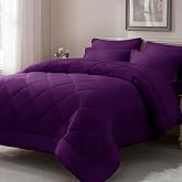 ELNIDO QUEEN&reg; Purple Comforter Set Queen - 7 Pieces Bed in a Bag Queen Size, Bed Set for All Seasons, Ultra Soft Bedding Sets with Comforter, Flat Sheet, Fitted Sheet, Pillowcases and Pillow Shams