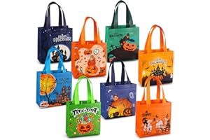 PARSUP 8PCS Halloween Trick or Treat Bags, Non-Woven Large Gift Tote Bags with Handles for Gifts Wrapping, Party Supplies, 7.9 * 7.9 * 3.15inch