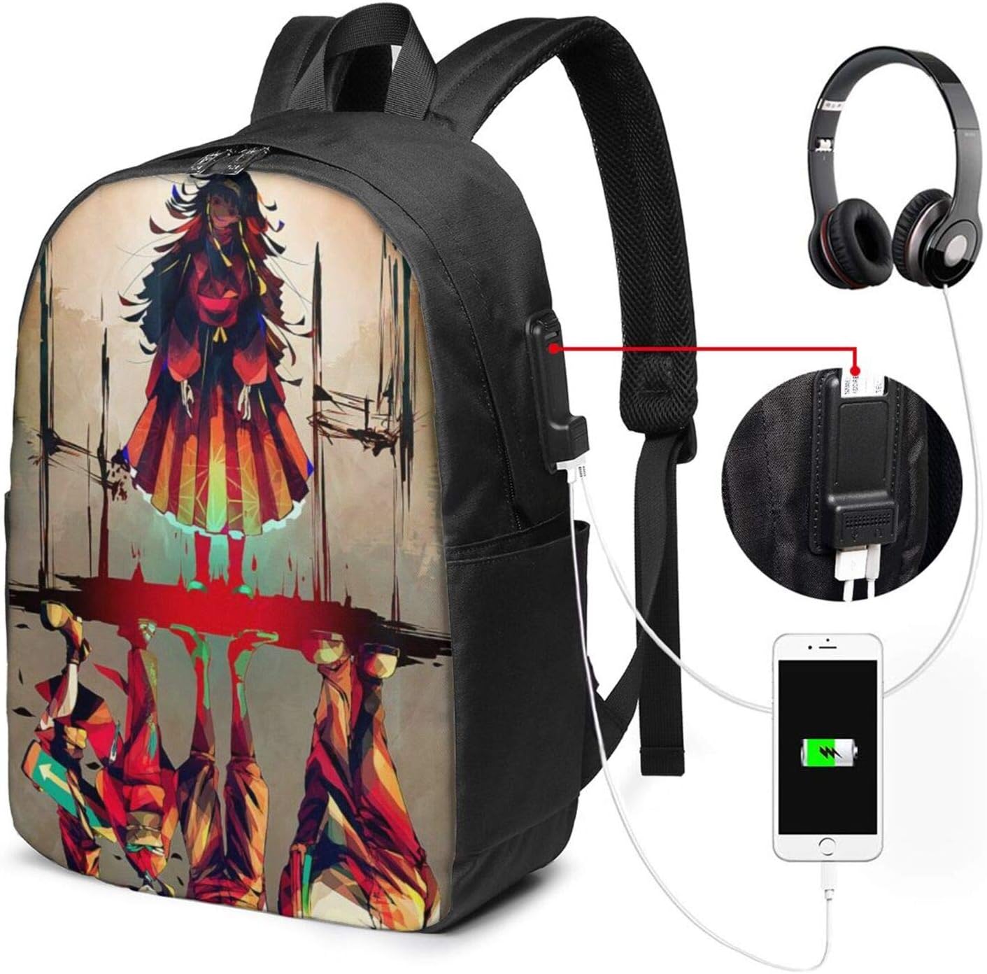 Hunter X Hunter Fashion USB Backpack Bookbag Backpack Purse