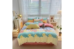 CinYana Bunny Duvet Cover Set Fluffy Duvet Cover Kawaii Cartoon Comforter Cover Moon and Star Duvet Cover Queen Bedding Set(Moon Bunny,Queen)
