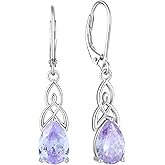 Starchenie Celtic Knot Drop Dangle Earrings for Women 925 Sterling Silver Leverback Earrings Birthstone Jewelry