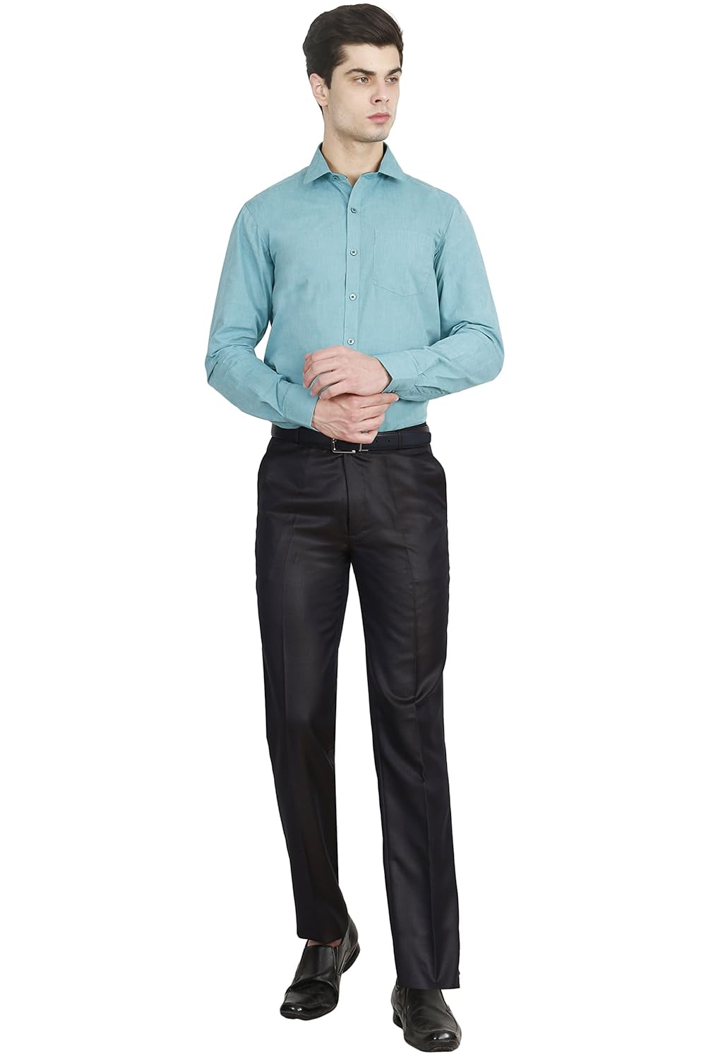 mchenry men's regular fit self-design formal trousers