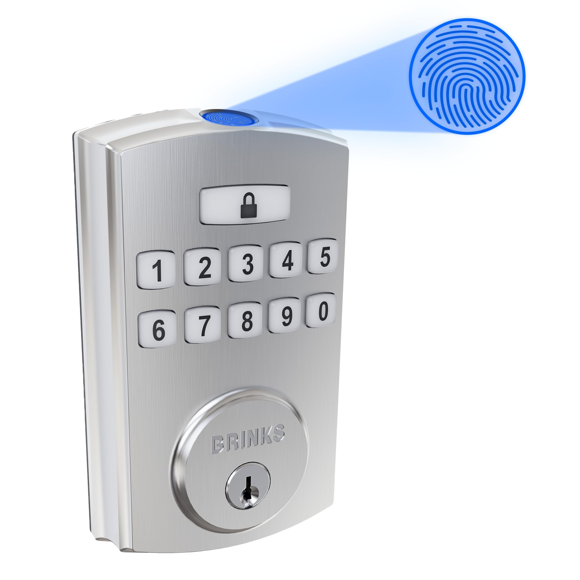 Photo 1 of BRINKS Security Door Locks, High-Security Keyless Entry, Smart Electronic Door Lock with Deadbolt, Up to 50 Codes, Automatic Locking (Deadbolt, Satin Nickel)