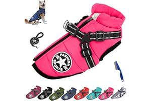 Furryking Dog Jacket, Furry King Dog Winter Coat with Harness, FurryKing 3 in 1 Jacket Waterproof Windproof for Dog (Pink,X-L