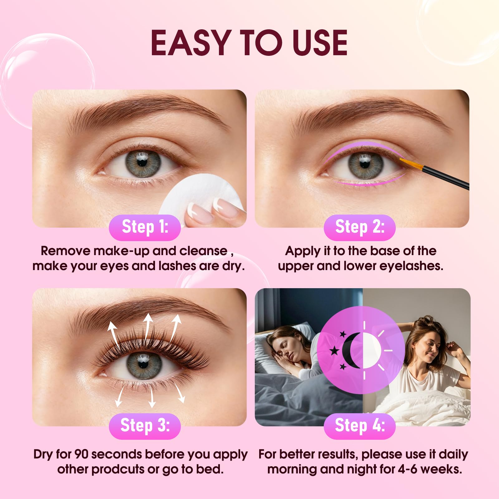 Biysber Lash Serum for Eyelash Growth: Premium Eyelash Growth Serum with Advanced Formula to Boost Longer Fuller and Thicker Lashes and Eyebrows - Gentle & Vegan for Sensitive Eyes (5 mL)