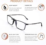 FONHCOO Clip-on Blue Light Blocking Glasses 2 Pack Frameless UV Filter view 6