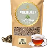 Cure wid Pure Organic Wormwood Herb Cut &amp; Sifted 4oz - Artemisia Absinthium | Single Ingredient Wormwood Tea Non-GMO,Preservative &amp; Additive Free In Resealable Pouch Traditional Herbal Remedy