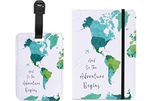 PDE-QUNLIAN Passport Holder Set,Passport Holder and Luggage Tag,Passport Cover for Men and Women,Passport Wallet,Passport Case,Travel Accessories