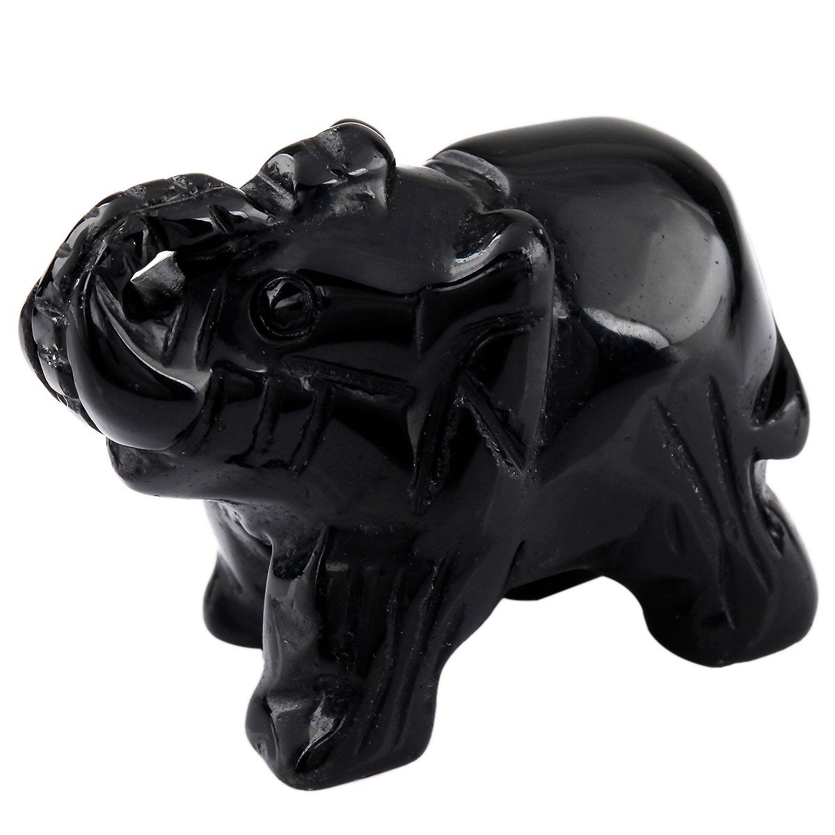 mookaitedecor Natural Obsidian Elephant Ornament Figurine,Healing Crystal Energy Gemstone Reiki Statue Home Decor,1.5 Inches