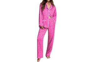 Ekouaer Womens Pajama Sets Satin Silk Pjs Classic Button Down Sleepwear Soft Long Sleeve Lounge Sets