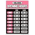 GEEKBEAR Opening Hours Sign (03. Pink) – Business Hours Sign - Store Hours Sign – Hours of Operation Signs for Business – Open Sign with Hours – Store or Office Hours Sign Changeable