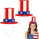 kaiolbly 2 PCS 4th of July Patriotic Top Hat, Uncle Sam Mini Felt Costume | Felt, Independence Day, Unisex Adult Party, Red White Blue Hat, American Flag Design, Memorial Day, Costume Accessories