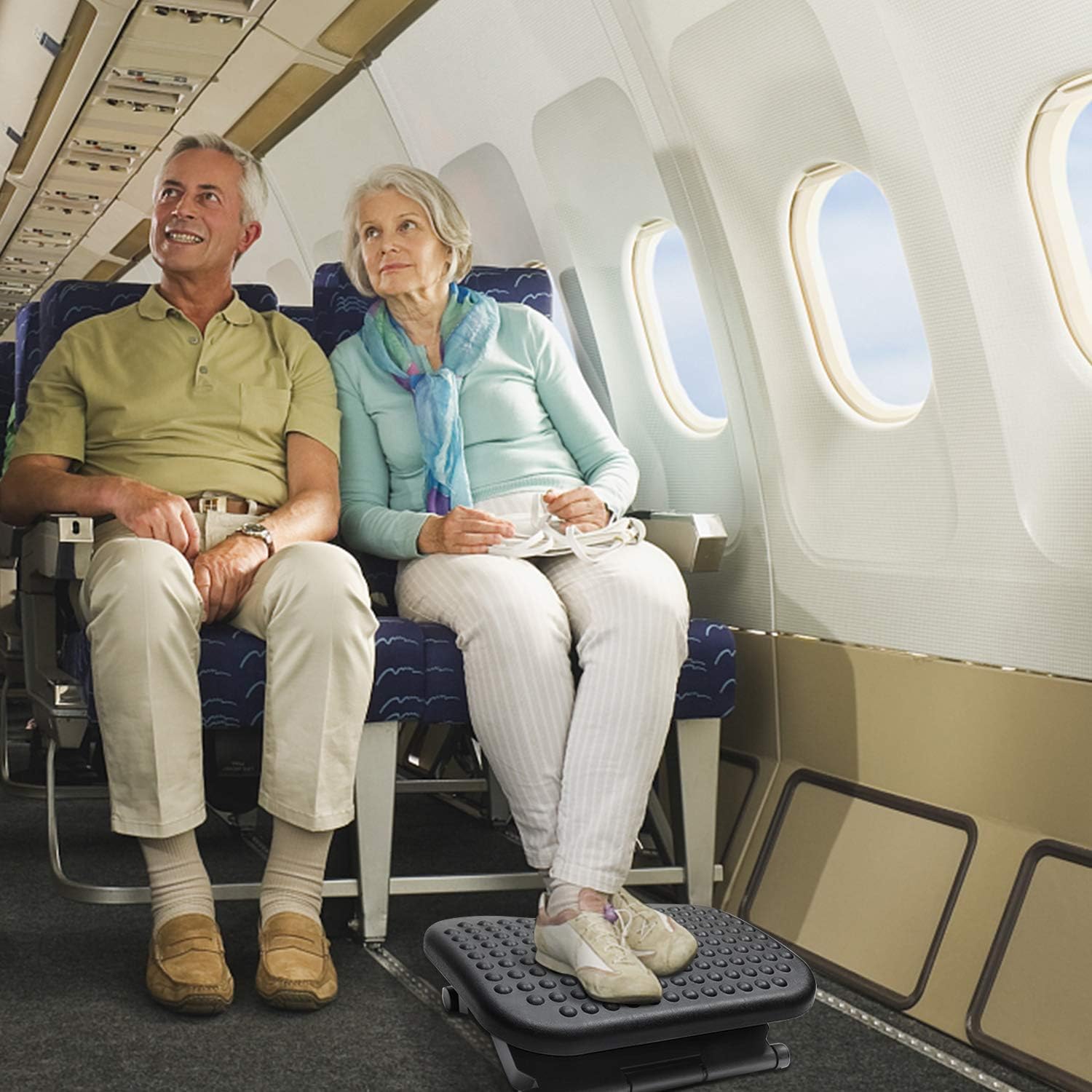 HUANUO Adjustable Under Desk Footrest - Ergonomic Foot Rest with 3 Height Position - 30 Degree Tilt Angle Adjustment for Home, Office, Non-Skid Massage Surface Texture Improves Posture and Circulation : Office Products