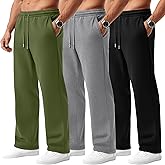 Evervibe 3 Pack Men's Big and Tall Sweatpants Athletic Workout Lounge Pants Plus Size Drawstring Joggers with 3 Pockets