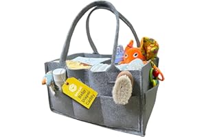SAVUK Baby Diaper Caddy Organizer Portable Newborn Shower Basket Gifts Storage Changing Wipes Bag Car Nursery Infant Boy or Girl Baby (Grey)