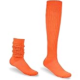 AOZUO Slouch Socks Women, Extra Long Scrunch Socks Knee High Tube Long Socks Soft Knitted Boot Socks 80s 90s Neon Socks Woman