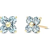 Galaxy Gold GG 14k Solid Gold Stud Earrings with Natural Aquamarines