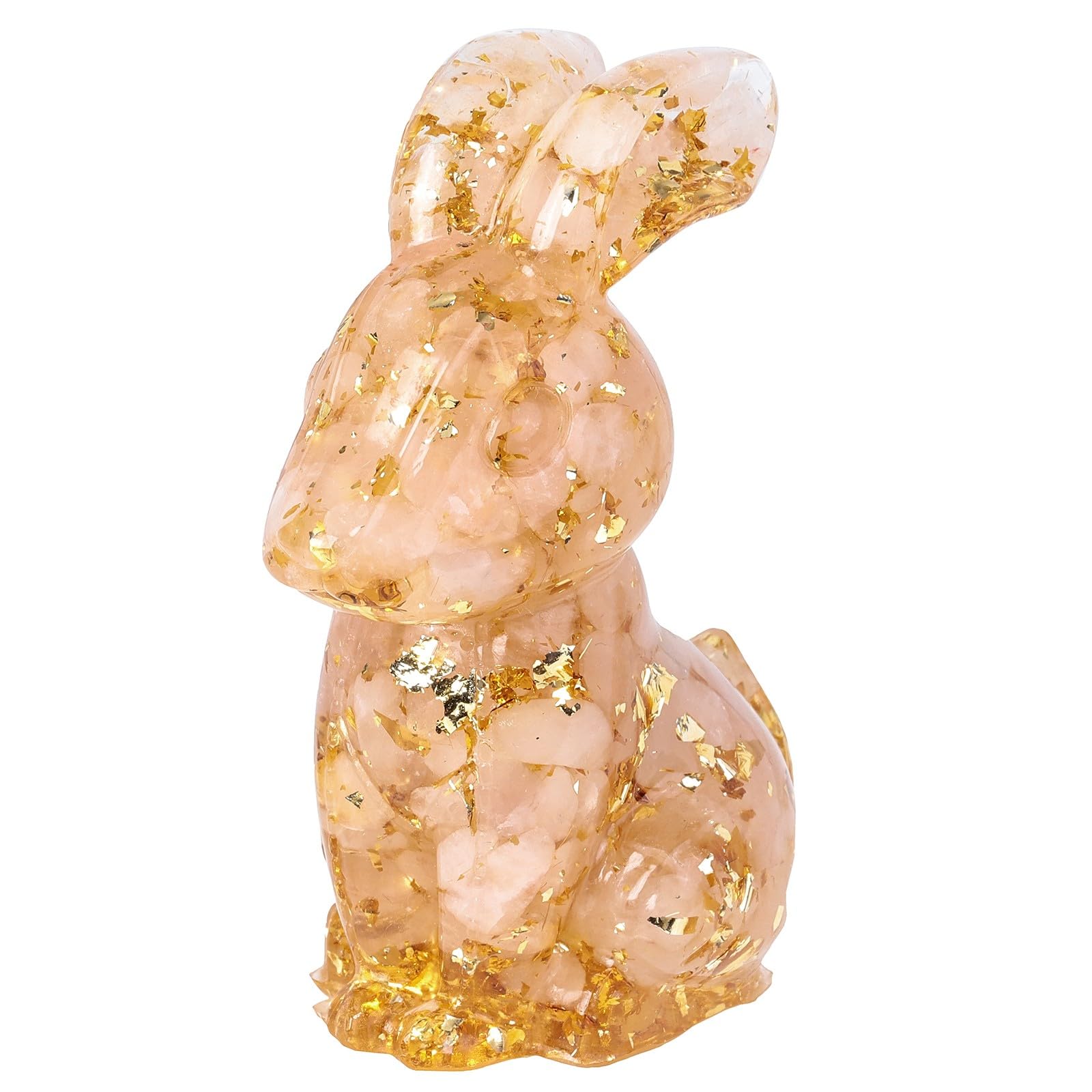 mookaitedecor Rose Quartz Crystal Rabbit Figurine Ornament Home Good Luck Decor, Resin Healing Crystal Animal Bunny Sculpture Gift Stone Statue Pink Bedroom Decor Easter Bunny Decoration