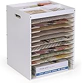 Frjjthchy Wood Scrapbook Paper Storage, 12x12 Paper Storage Organizer with Adjustable Shelves and Extraction Slot, 12 Tier Desk File Organizer Rack Letter Mail Tray for School Office Home