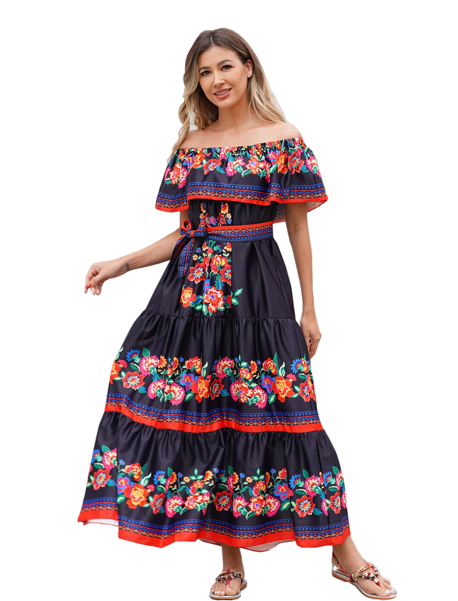 Women's Mexican Fiesta Cinco De Mayo Floral Printed Dress