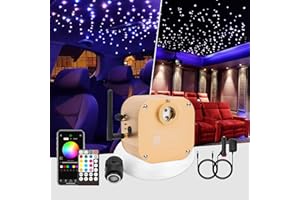 CHINLY Starlight Headliner Kit Twinkle, 16W 300pcs 9.8ft (0.03in+0.04in+0.06in) Star Lights for Car, Fiber Optic Star Ceiling Light, RGBW Bluetooth APP+Remote+Star light headliner Kit for Home Theater