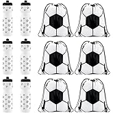 Talltalk 12 Pcs Soccer Party Favors 24 oz Soccer Water Bottle Gift for Team with Drawstring Bag Tumbler Cup Sports Themed Accessories for Events Gift Supplies