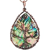 TUMBEELLUWA Tree Pendant Abalone Shell Handmade Copper Wire Wrapped Necklace Assorted Shapes Women Jewelry