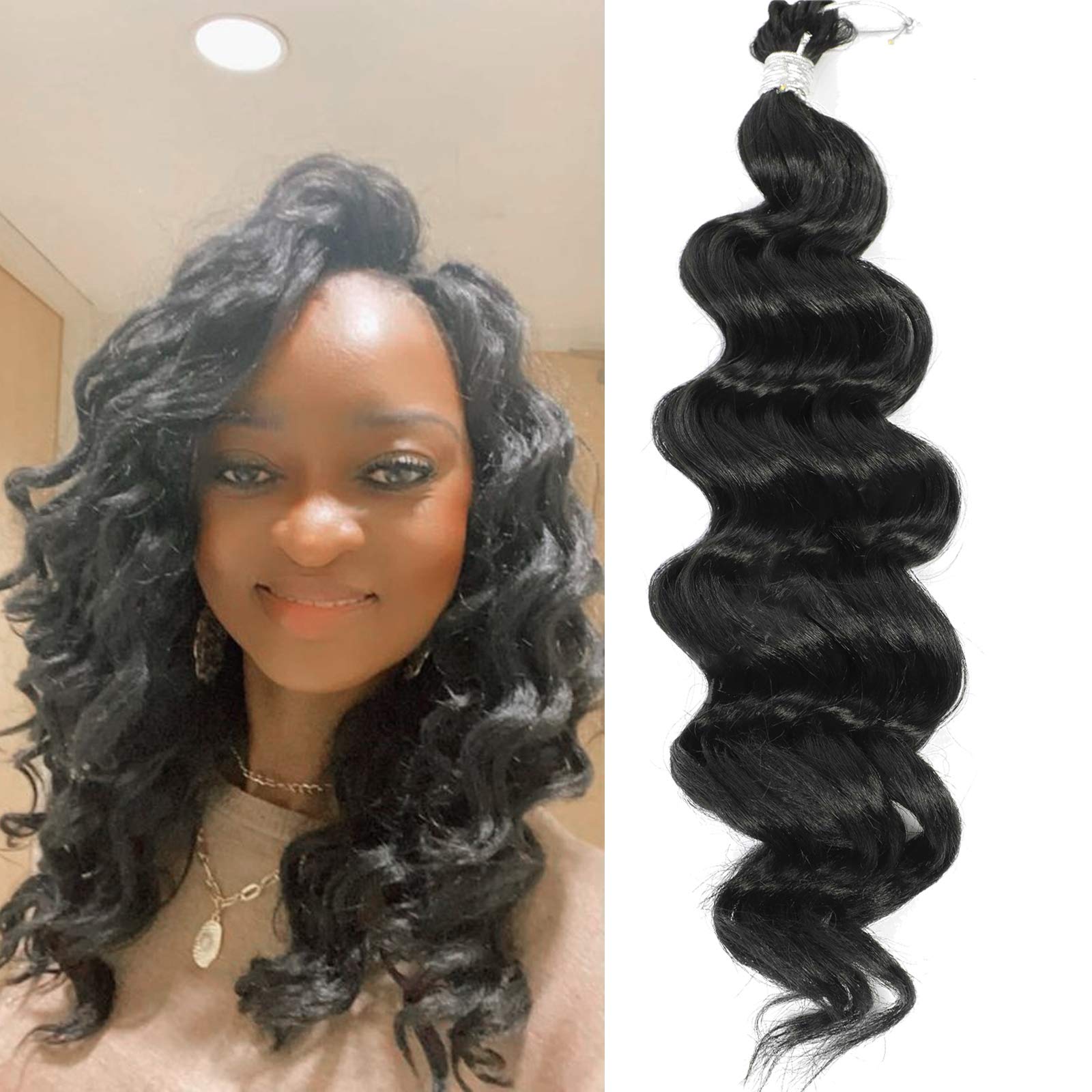 Buy 7 Packs Ocean Wave Crochet Hair Pre Looped 14 Inch Shoulder Length