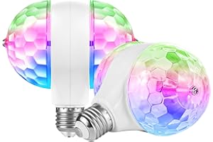 MINO ANT [2-Pack] Disco Lights for Parties, Colorful Rotating Magic Ball Lights with 2 Light Bulbs, RGB LED Stage DJ Light for Home Room Dance Birthday Karaoke Halloween Christmas Wedding Show Club Decorations