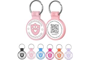 ilFindYou Silicone Cat Tags Personalized Small for Pet Collars, QR Code Cat Name Tags, Scan Location Alerts, Pink S