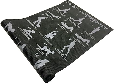 yoga mat with poses printed on it