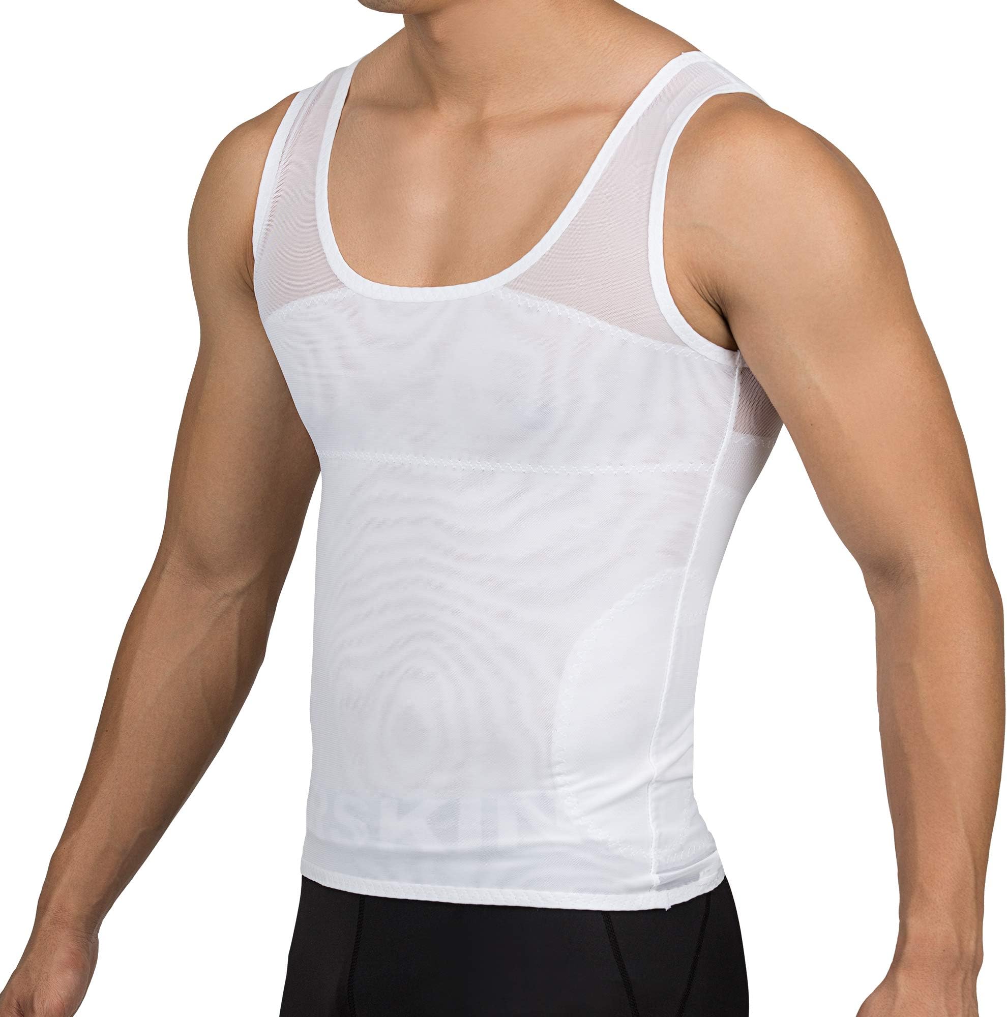 DRSKIN Mens Slimming Body Shaper Vest Abdomen Chest Slim Shirt Compression Tank Hide Gynecomastia Moobs