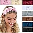 Turban Headbands for Women Boho Wide Women's Headbands for Hair Non Slip Twist Head Bands Headwraps Short Hair Stretchy Thick Fashion Hair Accessories, Solid Color