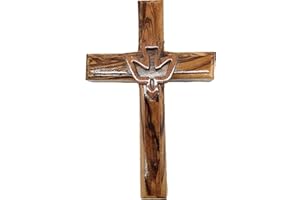 Zuluf 4.7" Olive Wood Dove Cross Wall Hanging Holy Spirit Christian Religious Gift Holy Land Decor CRS021