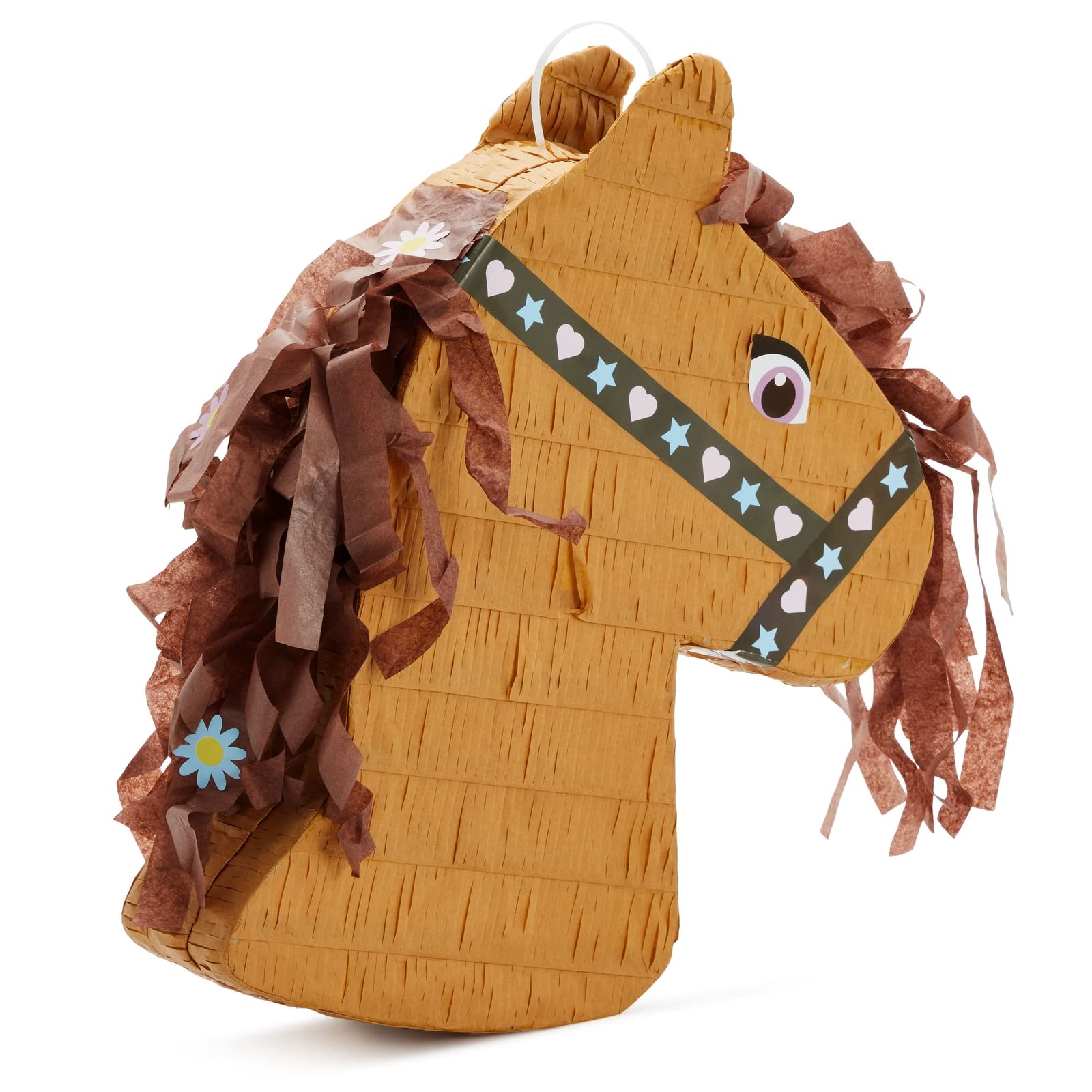BLUE PANDA Horse Pinata - Small 12 x 16 x 3 in Brown & Pink Paper - Farm & Western Pinata for Horse Party & Pony Birthday Decorations
