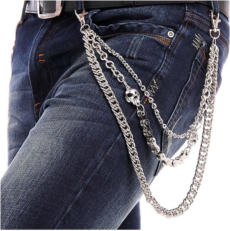 Eloka Non-mainstream Long Trousers Keychain Gothic Punk Pants Skull Keyholder Motorcyle Jean Cool Wallet Long Keychains