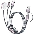 Temdan for Apple Watch Charger,3 in 2 USB C Cable for iPhone 16 Charger/Type C/Lightning,Multi Charging Cable Cord,Portable Travel Essentials Designed for iWatch Ultra/SE/10-1&iPhone 16-12-5FT