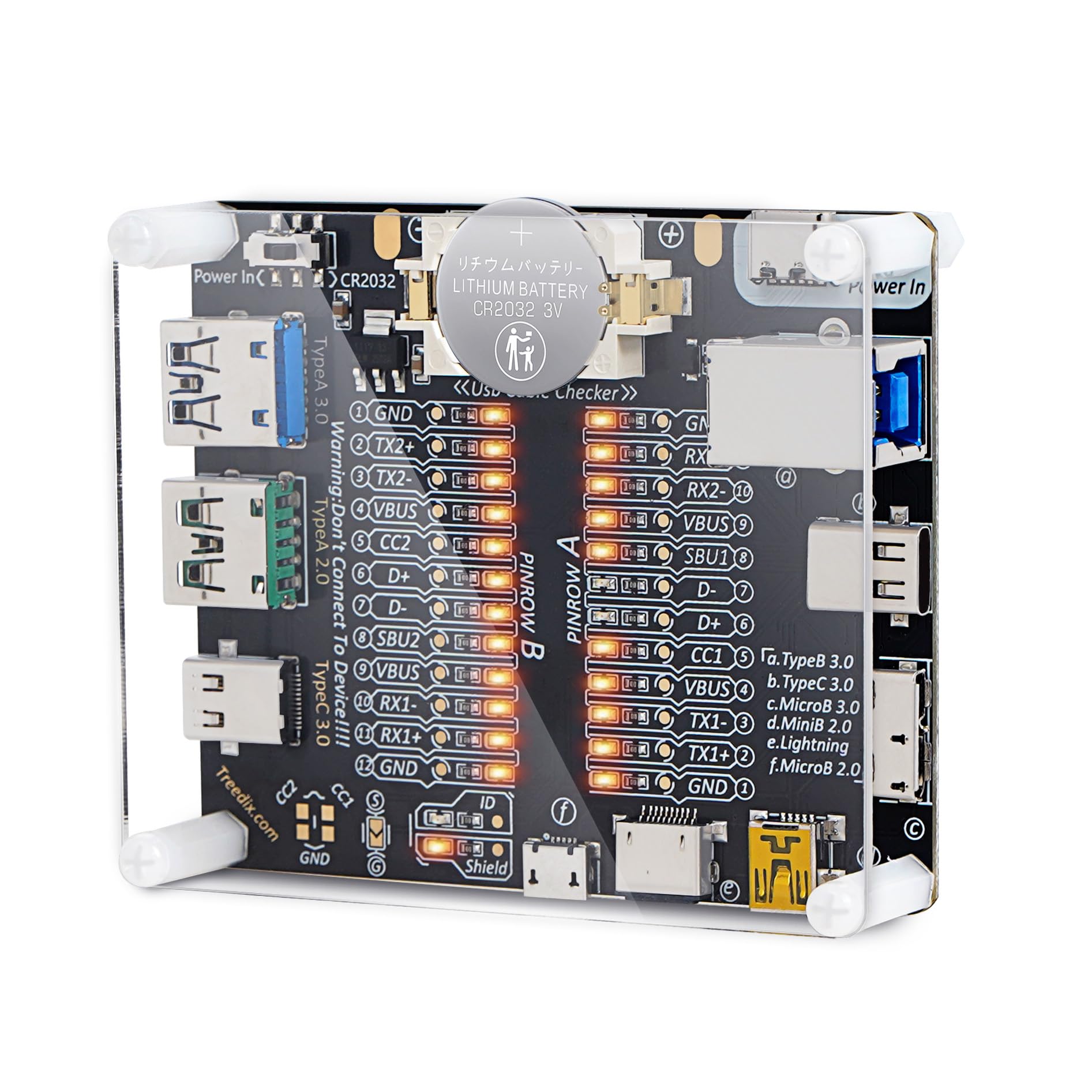 Photo 1 of Treedix USB Cable Tester Board USB Cable Checker Data Wire with Acrylic Case Charging Test Data Line Type-C Micro Type A Type B